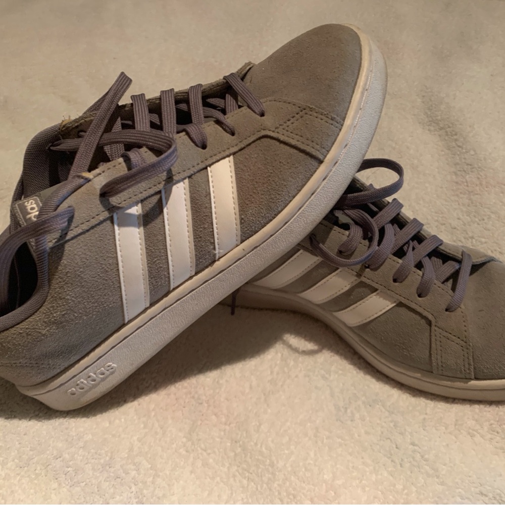Adidas Grand Court Gray Suede Shoes